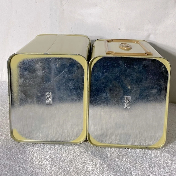 Vintage  Ekco Canada Limited Yellow Tan Metal Canister Set Flour Sugar - Picture 6 of 12